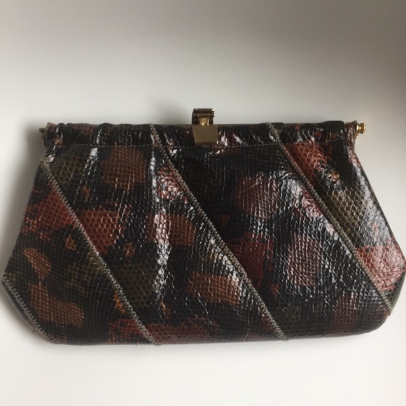 Vintage snake clutch handbag